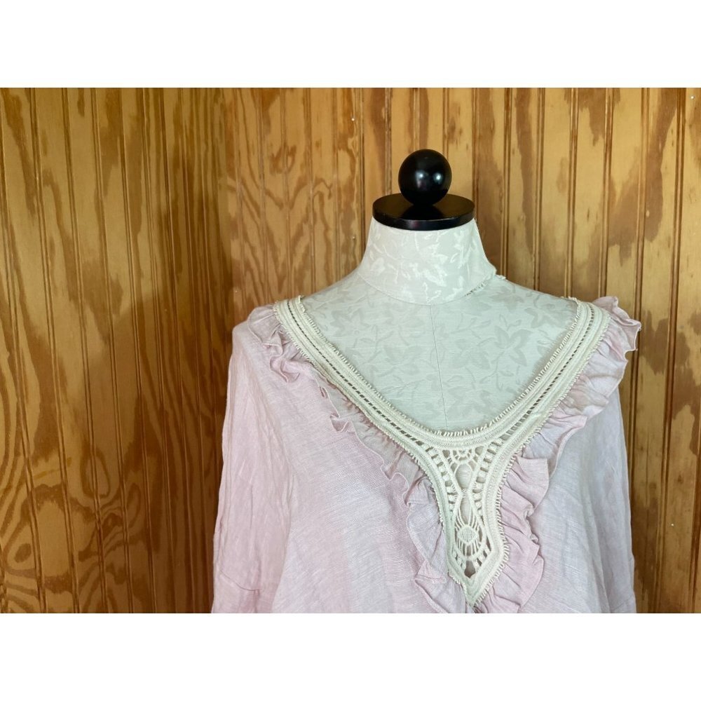 Zara Basic Blouse Pullover Top Ruffle Crochet Tri… - image 4